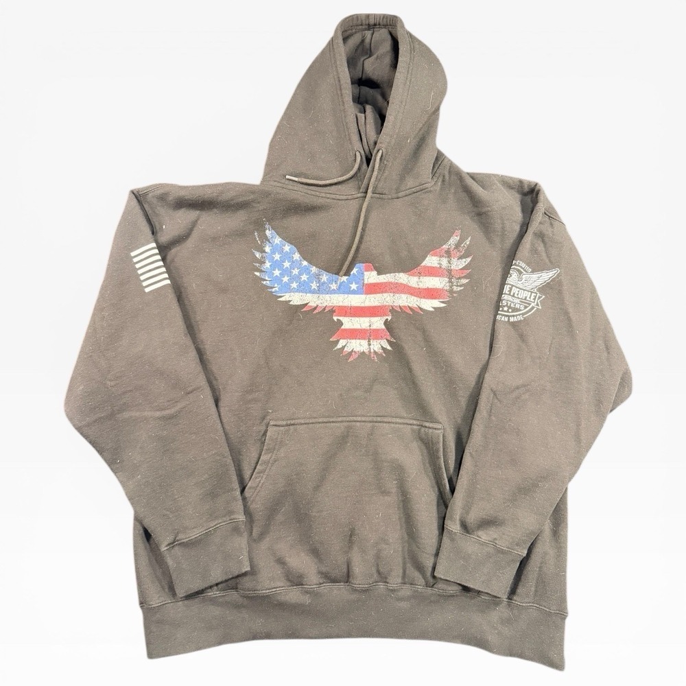 We The People Holsters Hoodie Mens XXL Black American‎ Flag Eagle Pullover Shirt